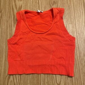 Women's Orange Sleeveless Knit Top